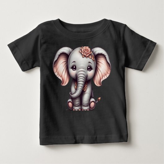 Darla the Elephant Baby Tee - Dreamy Portrait ベビーTシャツ (正面)