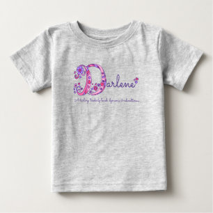 Darleneの女の子の名前と意味Dモノグラムシャツ ベビーTシャツ