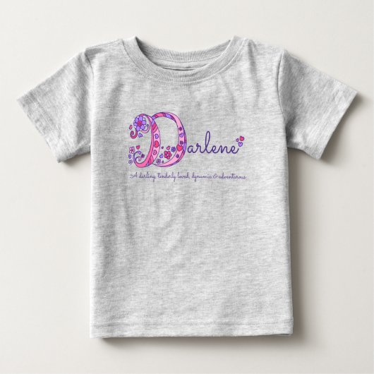 Darleneの女の子の名前と意味Dモノグラムシャツ ベビーTシャツ (正面)