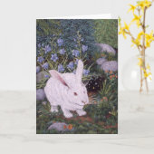 Darlene P. Coltrain著白いウサギ、 カード (黄色い花)