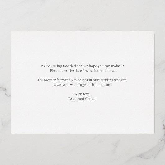 Darlingスクリプ実在トフォイル日付カードを保存 箔招待状 (裏面)