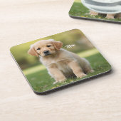 Darling Golden Retriever Personalized Coaster Set コースター (左側)