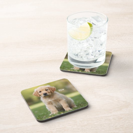Darling Golden Retriever Personalized Coaster Set コースター (右側)