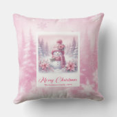 Darling Pink Snowman Snowy Christmas Pillow Decor クッション (裏面)