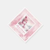 Darling Pink Snowman Winter Scene Christmas Napkin スタンダードカクテルナプキン (角)
