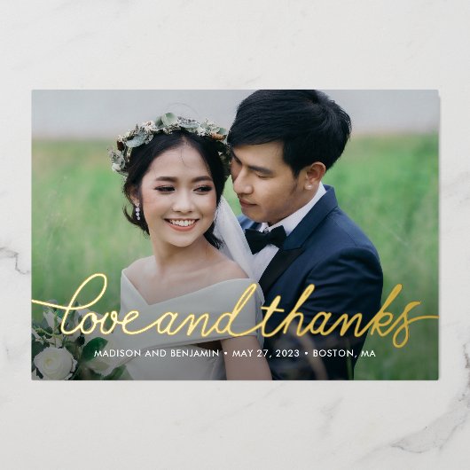 Darling Script 実在 FOILフォトサンキューカード 箔招待状 (正面)