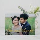 Darling Script 実在 FOILフォトサンキューカード 箔招待状 (立ち正面)