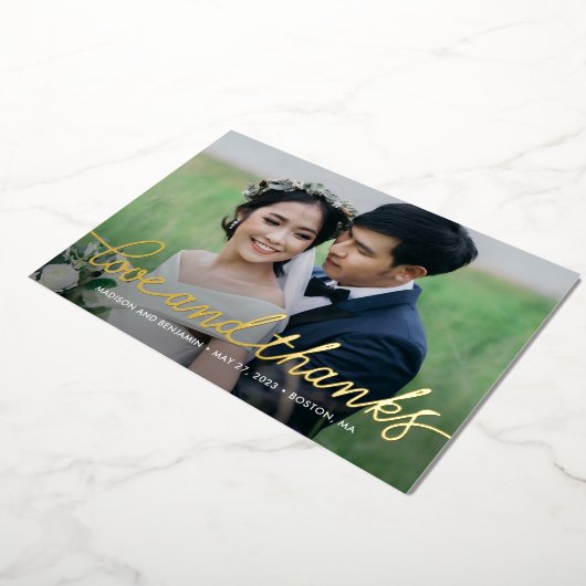 Darling Script 実在 FOILフォトサンキューカード 箔招待状 (回転した状態)