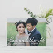 Darling Script Editable Color'結婚s Thank You サンキューカード (スタンド正面)