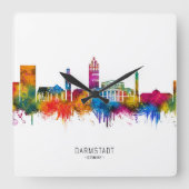Darmstadt Germany Skyline スクエア壁時計 (正面)