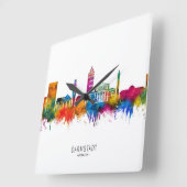 Darmstadt Germany Skyline スクエア壁時計 (傾斜)