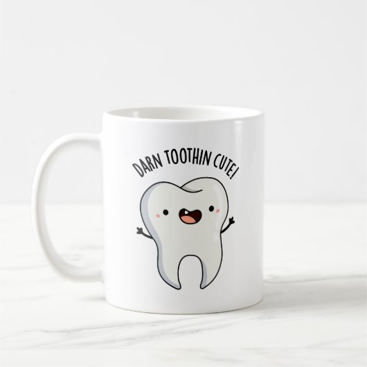 Darn Tooth-inかわいいおもしろいTooth Pun コーヒーマグカップ (左)