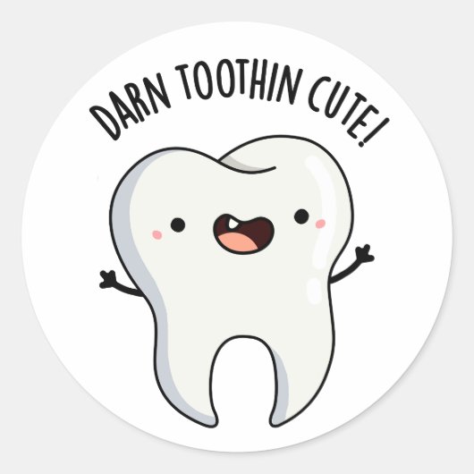 Darn Tooth-inかわいいおもしろいTooth Pun ラウンドシール (正面)