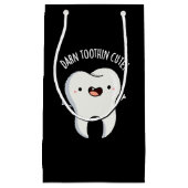 Darn Tooth-in可愛いおもしろいTooth Pun Dark BG スモールペーパーバッグ (正面)