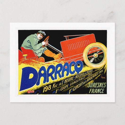 Darrackq ～ヴィンテージフランスの自動車Ad ポストカード (正面)