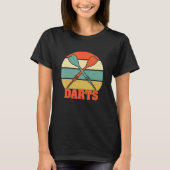 Dart Arrows Funny Dart Player Retro Sunset Tシャツ (正面)