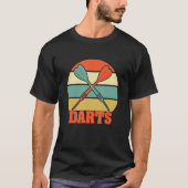 Dart Arrows Funny Dart Player Retro Sunset Tシャツ (正面)