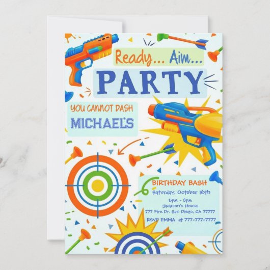 Dart Gun Birthday Invitation 招待状 (正面)