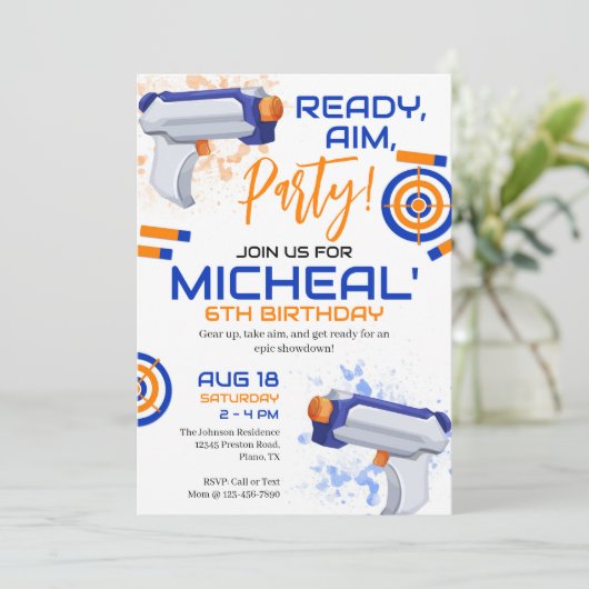 Dart Gun Birthday Party 招待状 (スタンド正面)