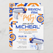 Dart Gun Birthday Party 招待状 (正面/裏面)