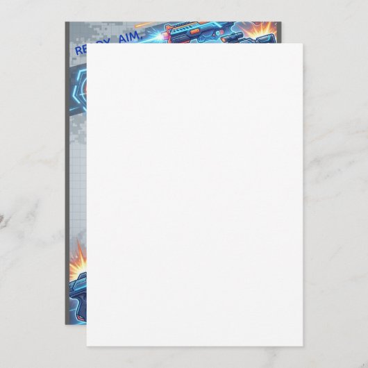 Dart Gun Birthday Party Invitation 招待状 (正面/裏面)