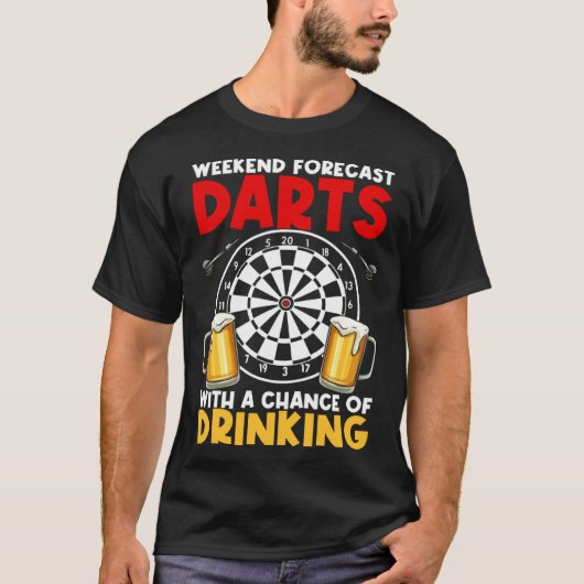 Dart League Weekend Forecast Darts With A Chance O Tシャツ (正面)