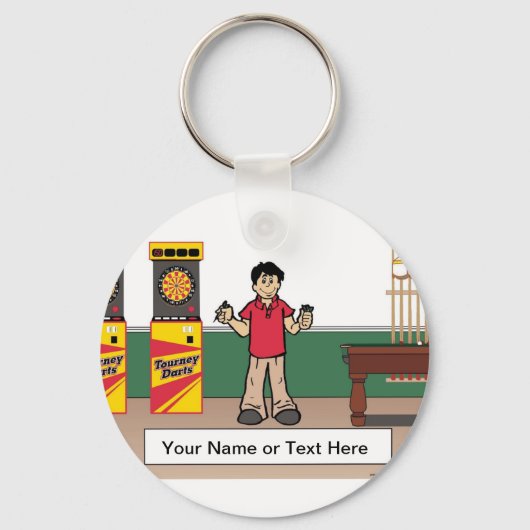 Dart Lover - Male Cartoon by PrintedPerfection.com キーホルダー (正面)