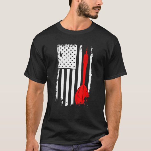 Dart Lover Player Darts ArrAmerican Flag Tシャツ (正面)