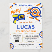 Dart Party Birthday Invitation | Dart Gun 招待状 (正面)