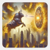 Dartboard mit Bulle - Explosion -  Dartkunst スクエアシール (正面)