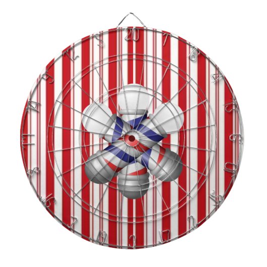 Dartboard Red & White Stripe Barber Pole Barbers ダーツボード (正面)
