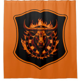 Dartboard Wappen mit Stierkopf und Flammen Darts シャワーカーテン