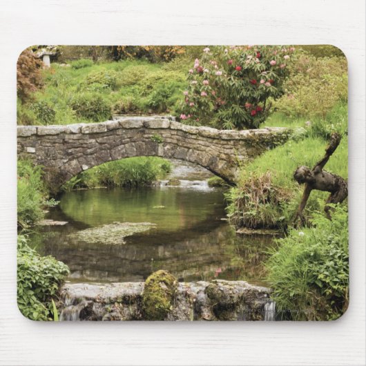 Dartmoor公園の流れ上の古い石造り橋 マウスパッド (正面)