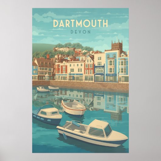 Dartmouth Devon Seaside Travel Poster ポスター (正面)