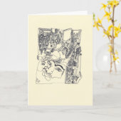 d'Artsを1つの超現実的なスケッチの挨拶状分解します カード (黄色い花)