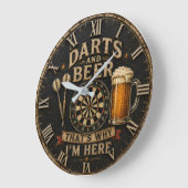 Darts and Beer ラージ壁時計 (傾斜)
