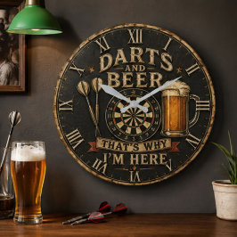 Darts and Beer ラージ壁時計