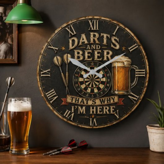Darts and Beer ラージ壁時計