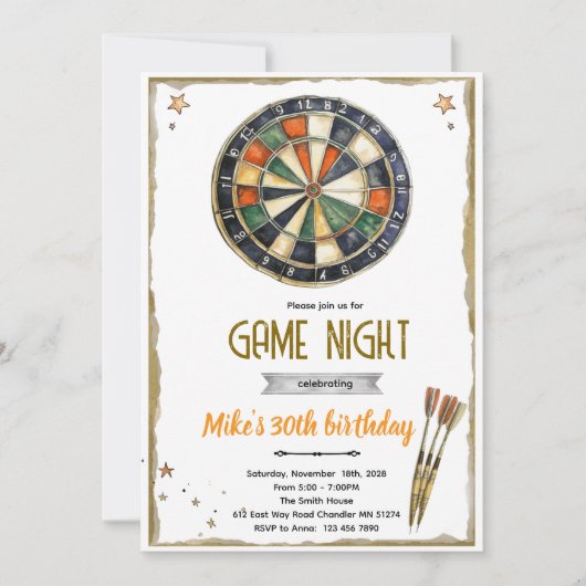 Darts Birthday party Invitation 招待状 (正面)