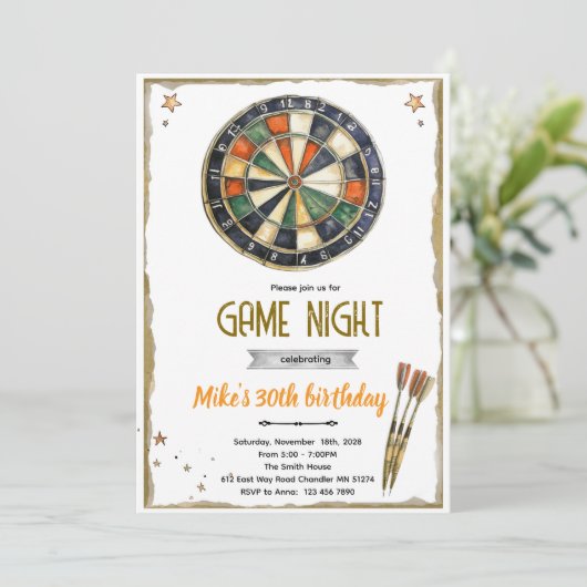 Darts Birthday party Invitation 招待状 (スタンド正面)