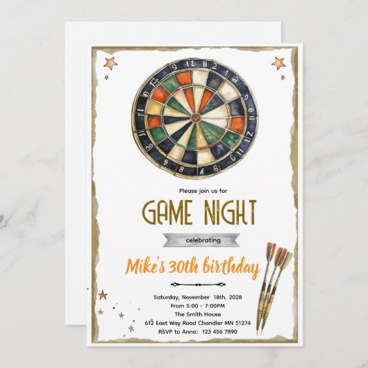 Darts Birthday party Invitation 招待状 (正面/裏面)