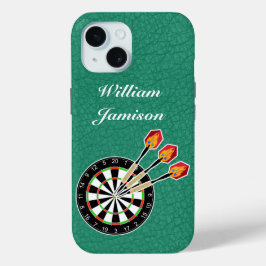 Darts sport with Dartboard and Darts personalize iPhone 15ケース
