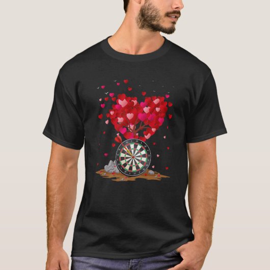 Darts Sports Lover Heart Shape Darts Valentine's D Tシャツ (正面)
