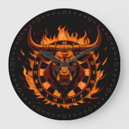 Dartscheibe Feuer Stier Bulle Spezialdesign ラージ壁時計