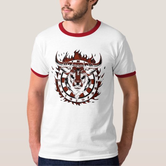 Dartscheibe Feuer Stier Bulle Spezialdesign Tシャツ (正面)