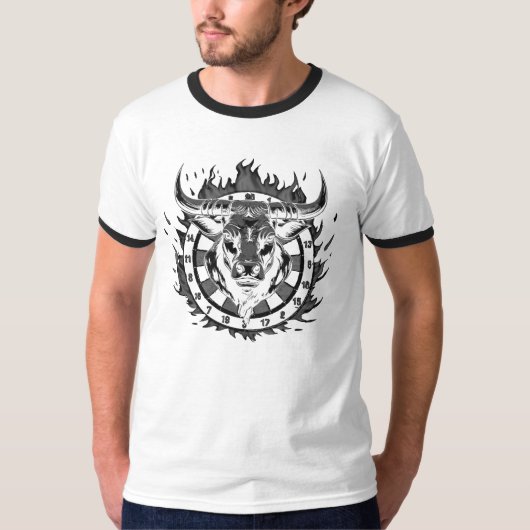 Dartscheibe Feuer Stier Bulle Spezialdesign Tシャツ (正面)