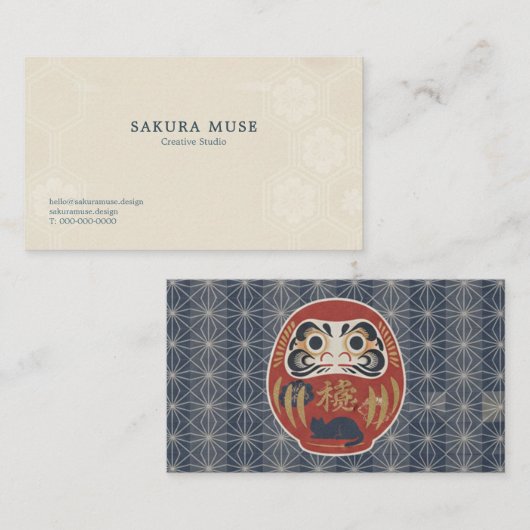 Daruma & Hidden Cat Business Cards 名刺 (正面/裏面)