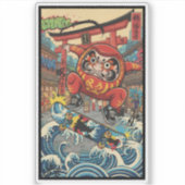 Daruma Skateboard – Japanese Ukiyo-e Street Art シール (正面)