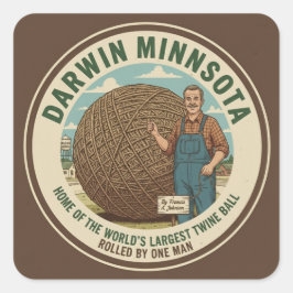 Darwin, Minnesota Twine Ball Souvenir Stickers スクエアシール