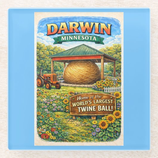 Darwin, MN Minnesota Ball of Twine Coaster ガラスコースター (正面)